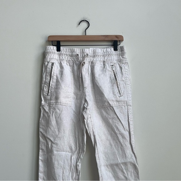 Athleta Cabo Linen Jogger Pants Micro Cheetah Beige Size 4 High Rise Coastal - Picture 5 of 16